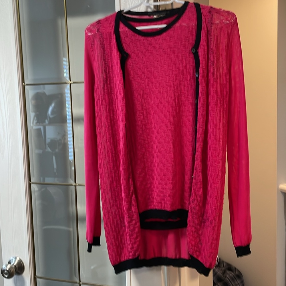 Galliano Vintage XS 2 piece pink/black knit set